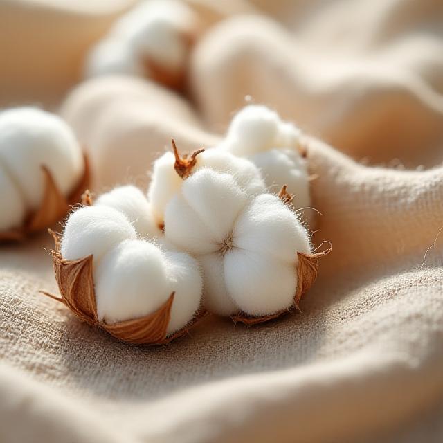 Detailed macro shot of organic cotton fibers